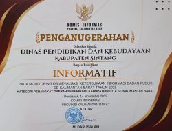 Disdikbud Sintang Raih Predikat Informatif pada Monev Keterbukaan Informasi Publik Kalbar 2025